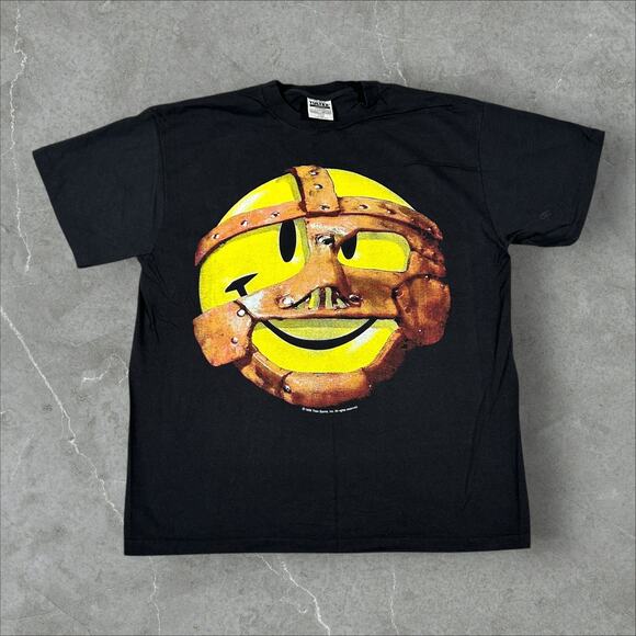 Vintage 1996 WWF Mankind Smiley Face WWE Size Large Single Stitch Reprint Shirt - Picture 1 of 8